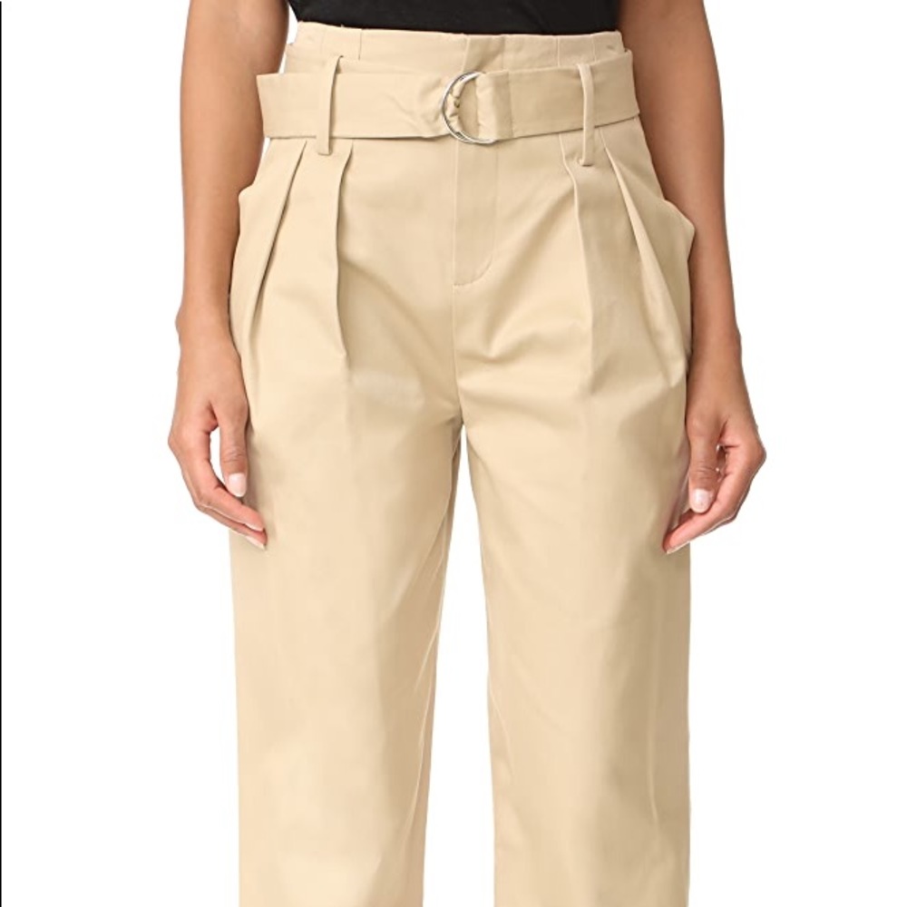 $299 frame high waist wide leg khakis
